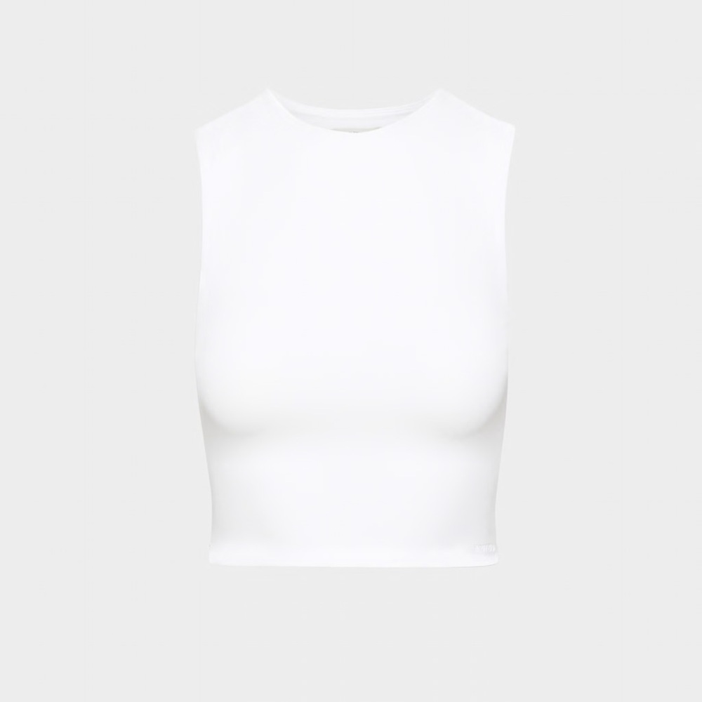 Aritzia Babaton Contour Crew Neck Muscle Tank Top in White